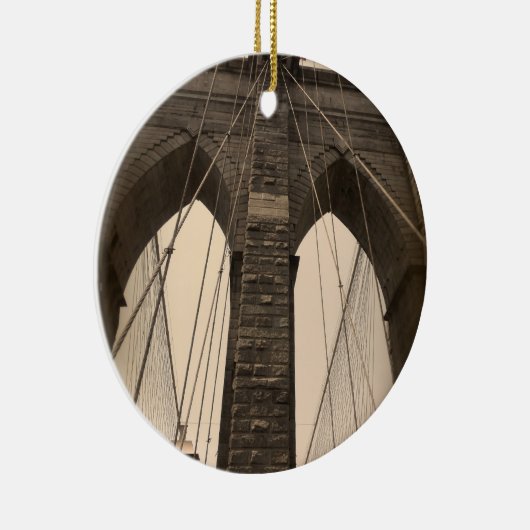  Sepia Brooklyn Bridge Keramisch Ornament (Rechts)