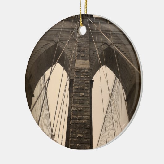  Sepia Brooklyn Bridge Keramisch Ornament (Links)