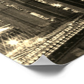 Sepia Brooklyn Bridge New York avond Poster (Hoek)