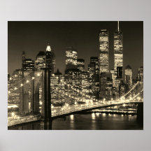 Sepia Brooklyn Bridge New York avond