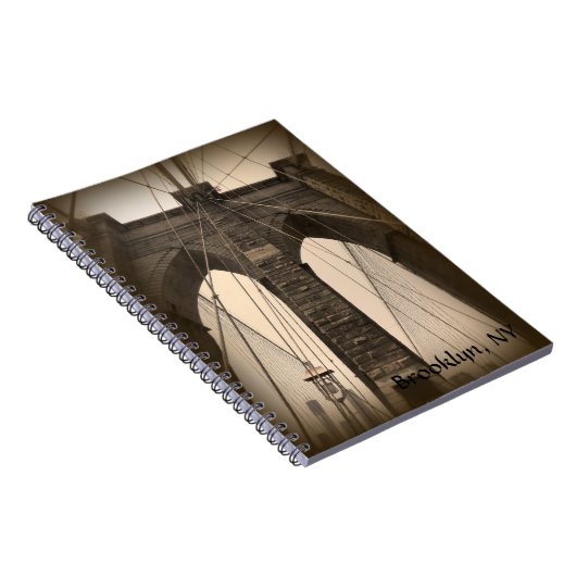  Sepia Brooklyn Bridge Notitieboek (Rechterzijde)