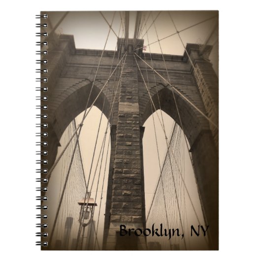  Sepia Brooklyn Bridge Notitieboek (Voorkant)