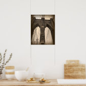  Sepia Brooklyn Bridge Poster (Keuken)