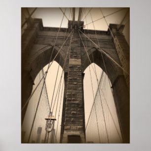  Sepia Brooklyn Bridge Poster