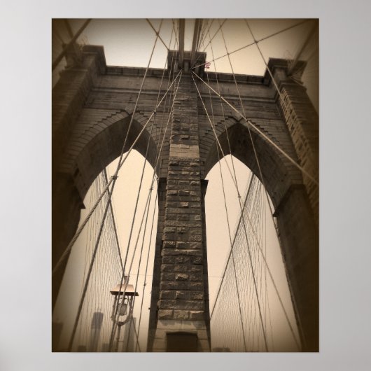  Sepia Brooklyn Bridge Poster (Voorkant)