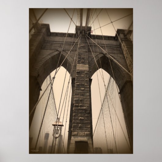  Sepia Brooklyn Bridge Poster (Voorkant)