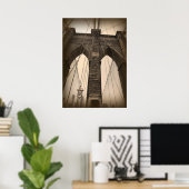  Sepia Brooklyn Bridge Poster (Thuiskantoor)