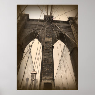  Sepia Brooklyn Bridge Poster