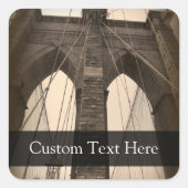  Sepia Brooklyn Bridge Vierkante Sticker (Voorkant)