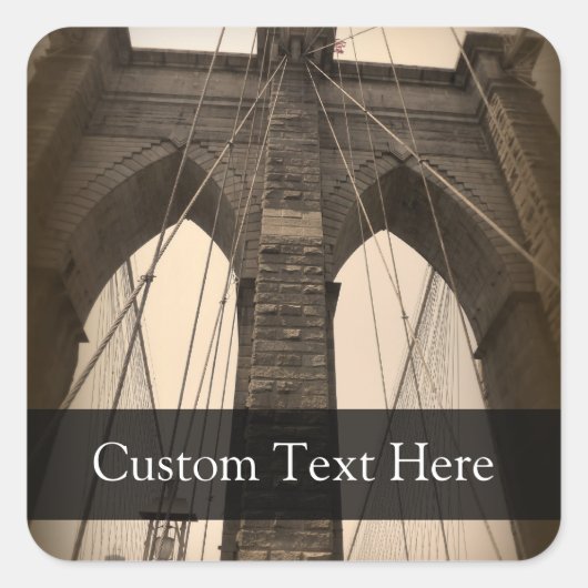  Sepia Brooklyn Bridge Vierkante Sticker (Voorkant)