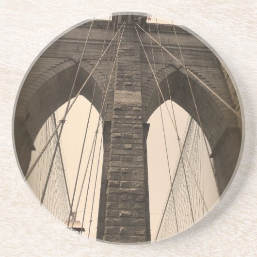  Sepia Brooklyn Bridge Zandsteen Onderzetter (Voorkant)
