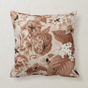 Sepia Brown  botanische buikgriep Kussen