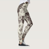 Sepia Brown Cream Botanical Floral Toile No.2 Leggings (Rechts)