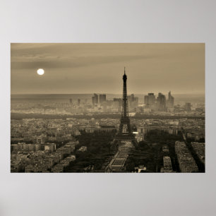 Sepia Brown Eiffeltoren Parijs Europa Reizen Poster
