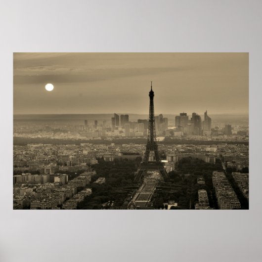 Sepia Brown Eiffeltoren Parijs Europa Reizen Poster (Voorkant)