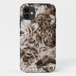 Sepia Brown  Floral Toile Fabric No.1 iPhone 11 Hoesje