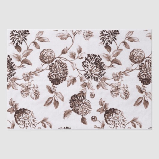 Sepia Brown  Floral Toile No.2 Tissuepapier (Voorkant)
