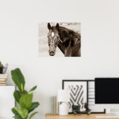 Sepia Brown Horse Poster (Thuiskantoor)