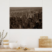 Sepia Brown New York City Night Artwork Poster (Keuken)