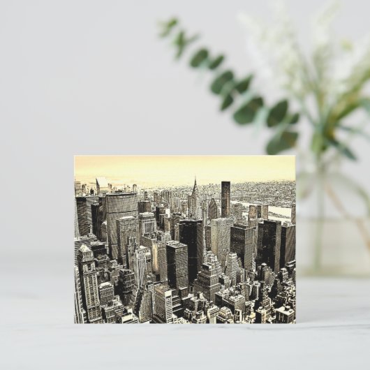 Sepia Brown New York City Old Style Briefkaart (Staand voorkant)