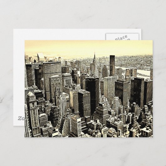 Sepia Brown New York City Old Style Briefkaart (Voorkant / Achterkant)