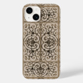 Sepia brown scrollwork patroon Case-Mate iPhone case (Achterkant)