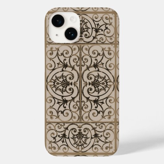 Sepia brown scrollwork patroon Case-Mate iPhone case (Achterkant)