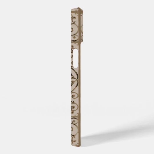Sepia brown scrollwork patroon Case-Mate iPhone case (Achterkant / Rechts)