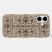 Sepia brown scrollwork patroon Case-Mate iPhone case (Achterkant (horizontaal))