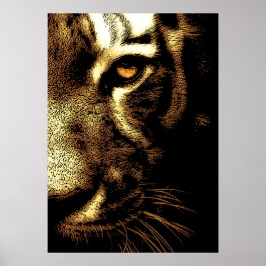Sepia Brown Sumatran Borneo Tiger Eye Poster (Voorkant)