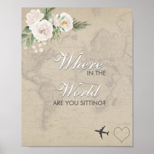 Sepia bruiloftszitplaatsenbord poster