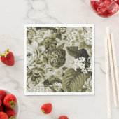 Sepia Bruin  Bloemen Toile Stof No.1 Servet (Insitu)