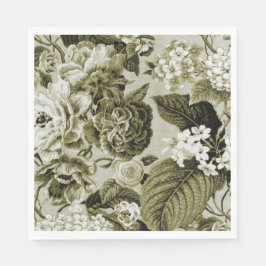 Sepia Bruin Bloemen Toile Stof No.1 Servet