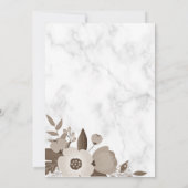 Sepia Bruin Bloemen Wit Marmer Islamitische bruilo Kaart (Achterkant)