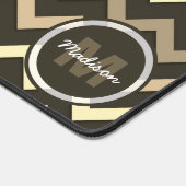 Sepia bruin Chevron Koel retro patroon Monogram Bureaumat (Hoek)