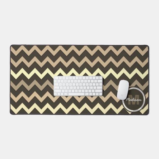 Sepia bruin Chevron Koel retro patroon Monogram Bureaumat (Keyboard & Muis)