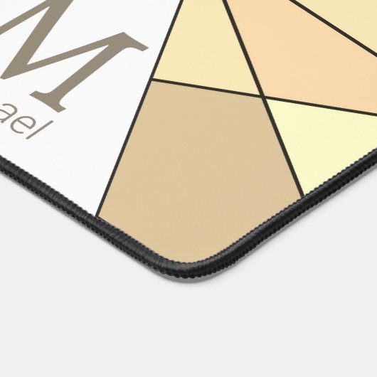 Sepia bruin retro Mozaïek Driehoek Patroon Monogra Bureaumat (Hoek)