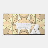 Sepia bruin retro Mozaïek Driehoek Patroon Monogra Bureaumat (Keyboard & Muis)