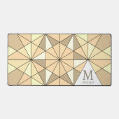 Sepia bruin retro Mozaïek Driehoek Patroon Monogra Bureaumat (Voorkant)