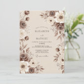 Sepia Bruine Vintage Boho Bruiloft Kaart (Staand voorkant)