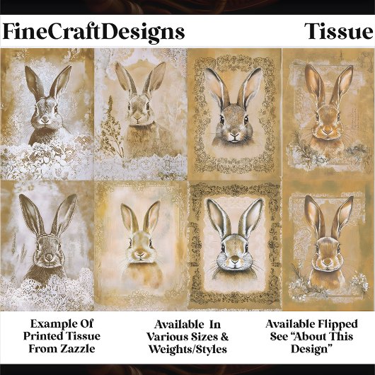 Sepia Bunny Artwork, Easter Crafts EV3L Decoupage Tissuepapier