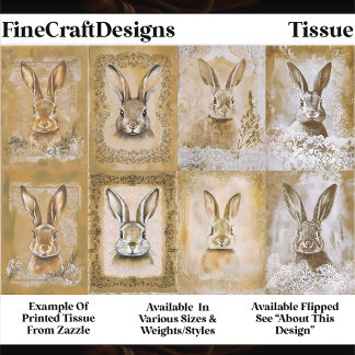 Sepia Bunny Artwork, Easter Crafts EV3R Decoupage Tissuepapier