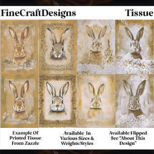 Sepia Bunny Kunstwerk, Pasen Ambacht EV3R Decoupag Tissuepapier