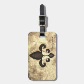 Sepia Butterfleur | Tan Butterfly op Fleur de Lis Bagagelabel (Voorkant verticaal)