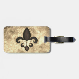 Sepia Butterfleur | Tan Butterfly op Fleur de Lis Bagagelabel