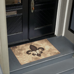 Sepia Butterfleur Tan Butterfly op Fleur de Lis Deurmat