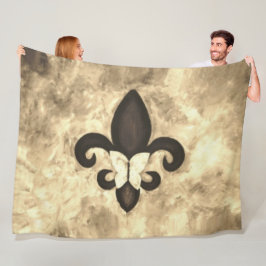 Sepia Butterfleur | Tan Butterfly op Fleur de Lis Fleece Deken