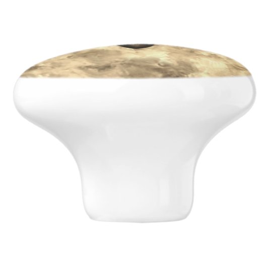 Sepia Butterfleur | Tan Butterfly op Fleur de Lis Keramische Knop (Zijkant)