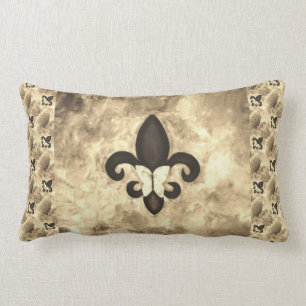 Sepia Butterfleur Tan Butterfly op Fleur de Lis Kussen