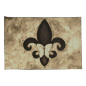 Sepia Butterfleur | Tan Butterfly op Fleur de Lis Kussensloop (Achterkant-Rechts)